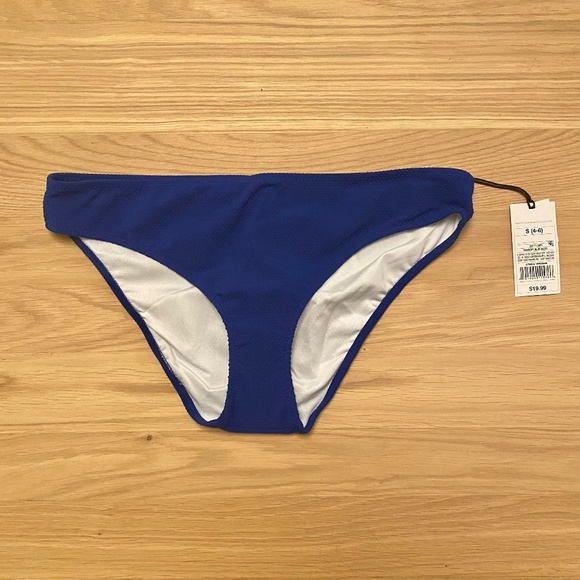 Shade & Shore Textured Hipster Bikini Bottom, Midnight Blue Dot - NEW - Picture 1 of 11
